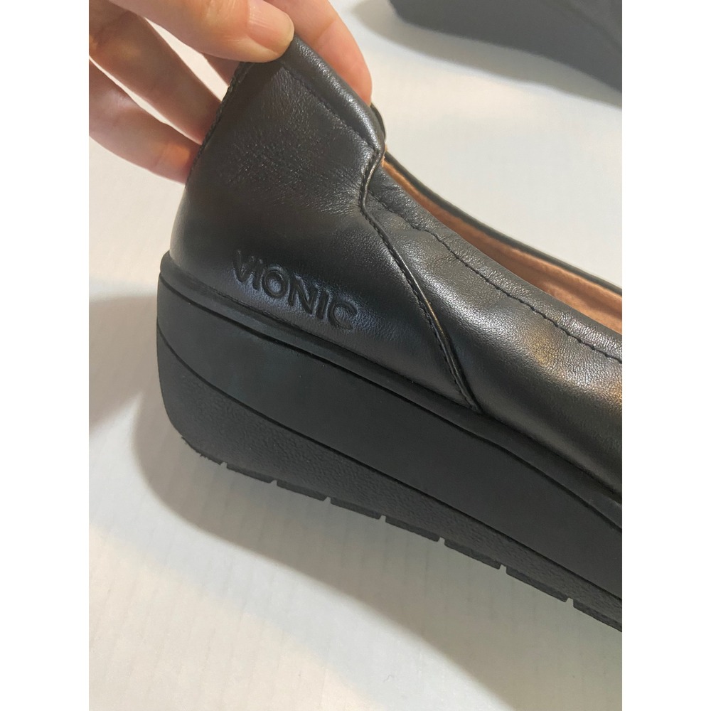 Vionic Black Leather Wedge Jacey Womens Size 10 Comfort Orthotic Shoes - Picture 3 of 10